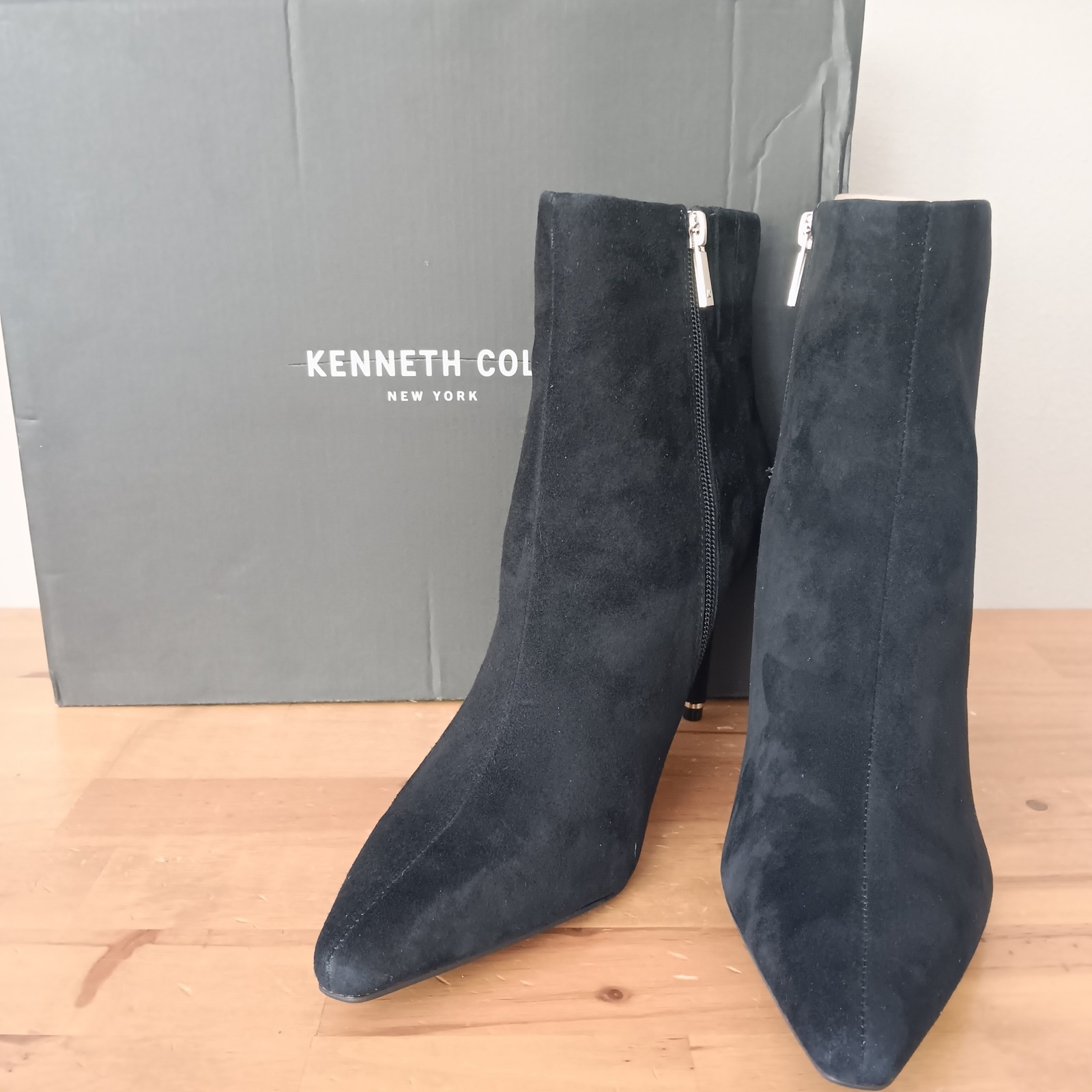 Kenneth Cole Quincy Boots Womens 10 Black Suede Stiletto Nwb Kl24qui00
